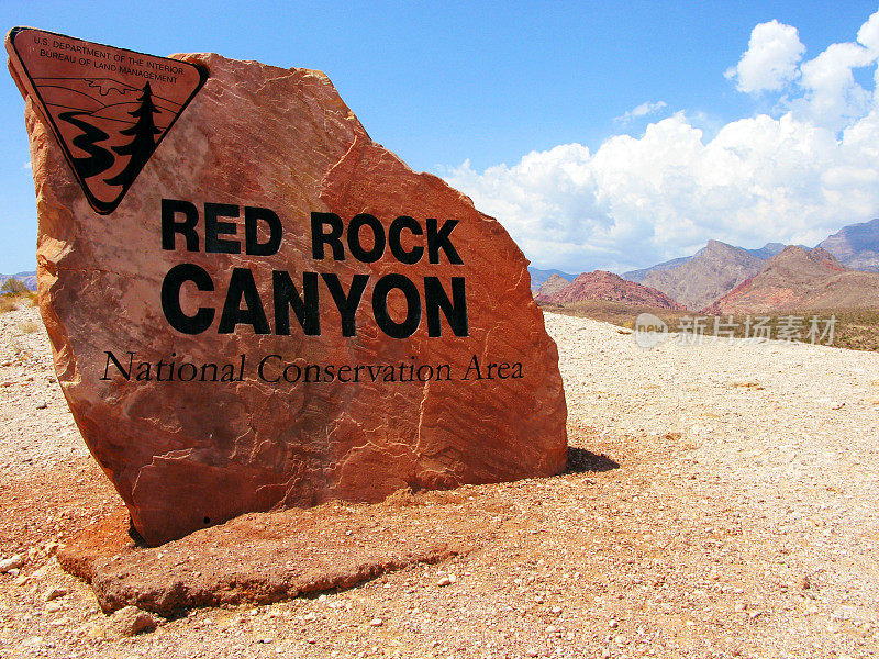 Red Rock Canyon Entrance Sign on Rock, Nevada